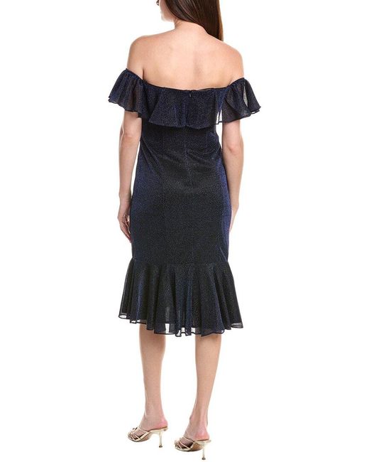 Rene Ruiz Blue Off-The-Shoulder Cocktail Dress