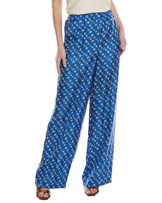 Max Mara Blue Anversa Silk Pant