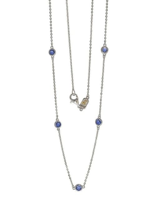Suzy Levian White Diamond & Sapphire Station Necklace