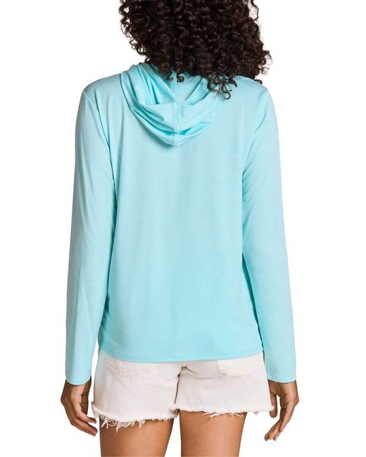 Life Is Good. Blue Long Sleeve Hooded Sun Crusher Shirt