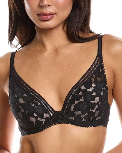 Passionata Black Gardenia Wired Plunge Lace T-Shirt Bra
