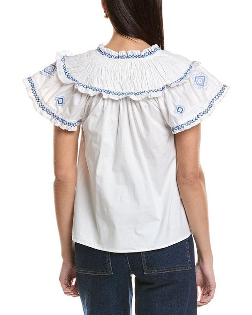 Sail To Sable White Embroidered Top
