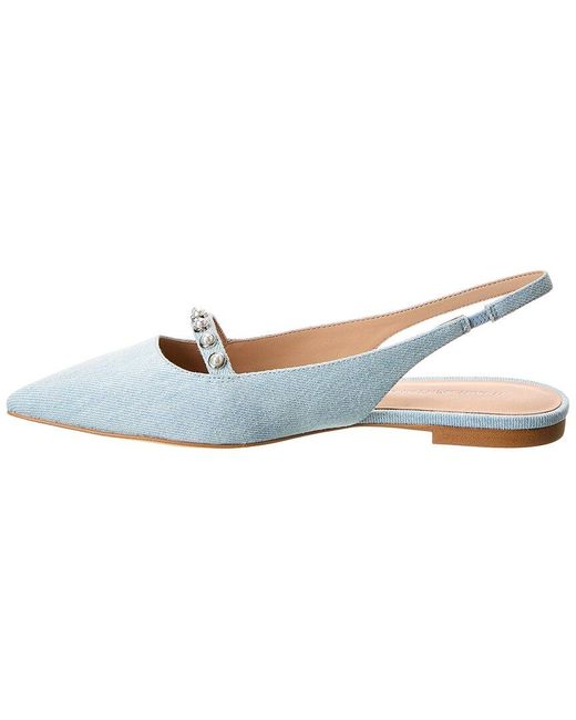Stuart Weitzman Blue Pearl Denim Slingback Flat