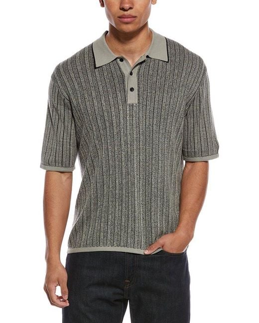 Rag & Bone Gray Harvey Garment Dyed Polo Shirt for men