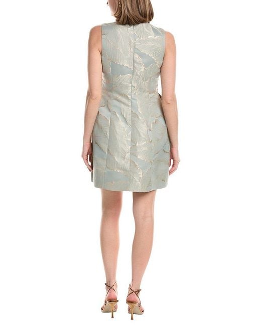 Anne Klein Gray Seamed Jacquard A-Line Dress