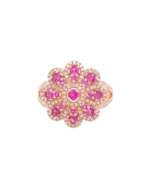Diana M Pink Fine Jewelry 14k Rose Gold 1.32 Ct. Tw. Diamond & Sapphire Half-eternity Ring