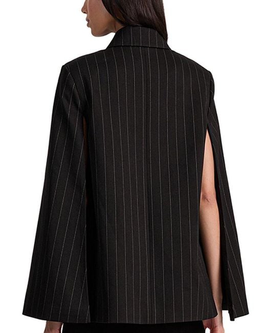 Alice + Olivia Black Philippa Draped Bow Cropped Wool-Blend Cape