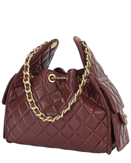 Tiffany & Fred Paris Purple Quilted Leather Shoulder Bag