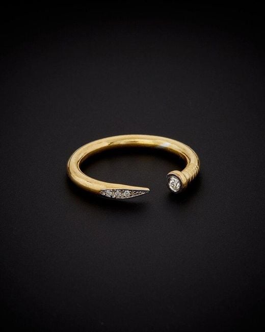 Italian Gold Over Silver Black Italian Vermeil 0.10 Ct. Tw. Ring