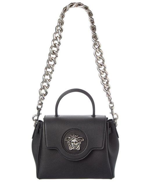 Versace Black La Medusa Leather Shoulder Bag
