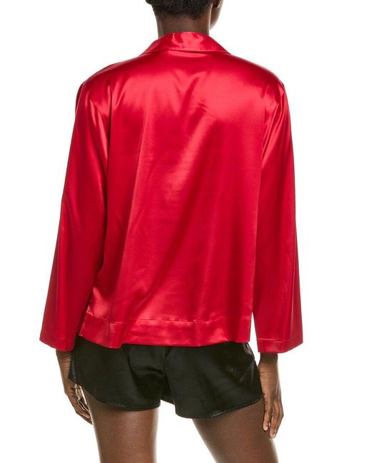 Natori Red Glamour Button-Down Top