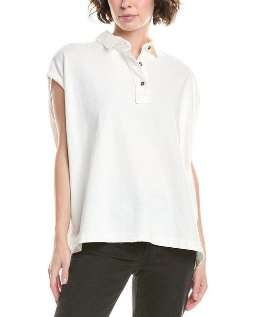 Free People White Keep On Polo