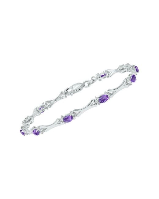 Gemstones White 1.86 Ct. Tw. Diamond & Amethyst Bracelet