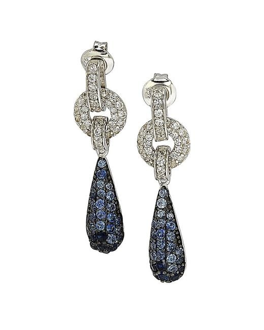 Suzy Levian White 18k & Silver 1.82 Ct. Tw. Sapphire Drop Earrings