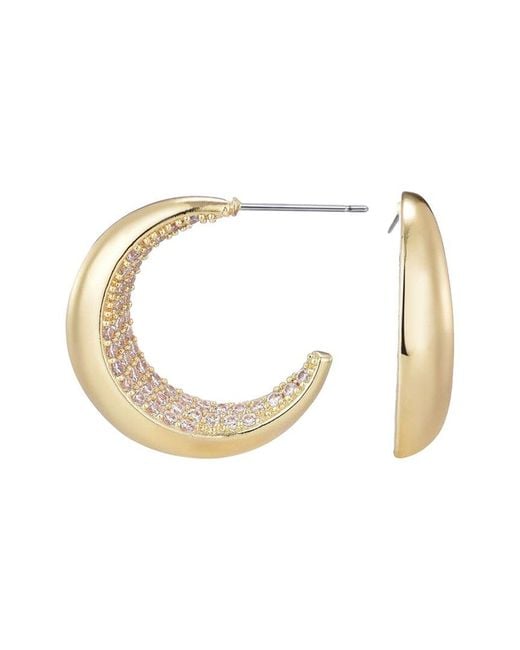 Adornia White 14K Plated Crystal Lined Hoop Earrings