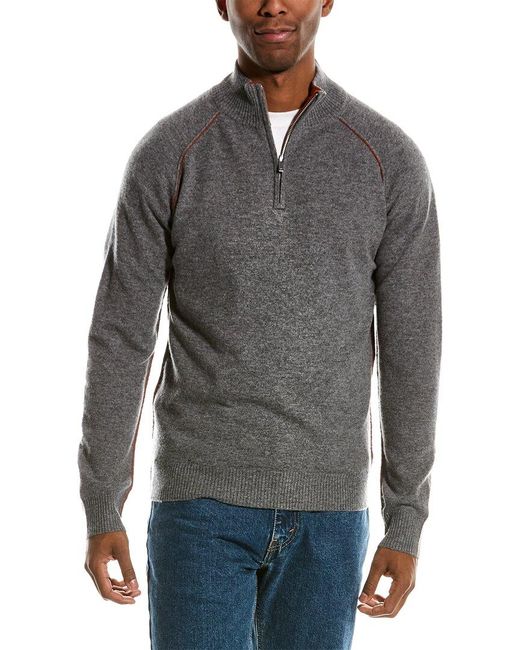 NAADAM Gray Wool & Cashmere-blend 1/4-zip Mock Sweater for men