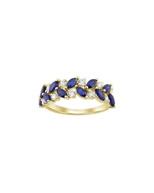 Brilliant Bloom Blue 14K 0.33 Ct. Tw. Lab-Grown Diamond & Emerald Ring