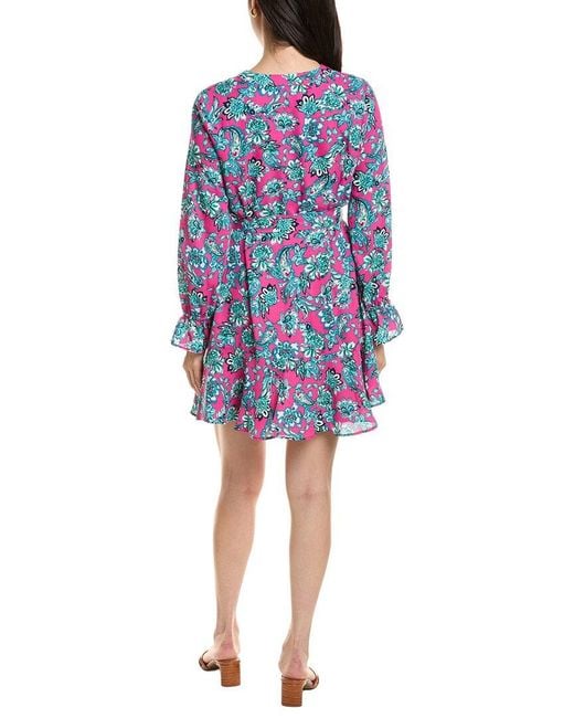 Cece Blue V-Neck Print Dress