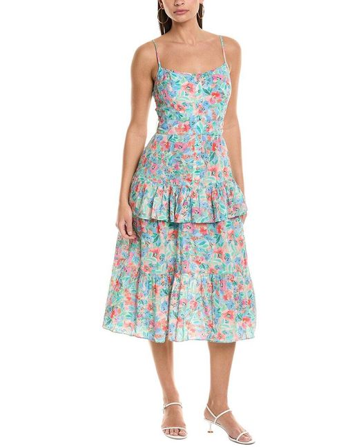 Shoshanna Blue Betta Midi Dress