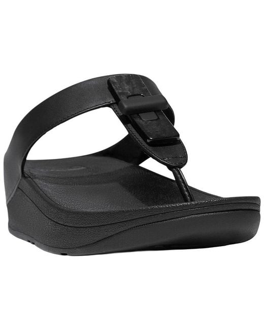 Fitflop Black Fino Resin Lock Leather Toe Post Sandal