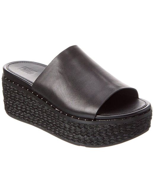 Fitflop Eloise Leather Espadrille Wedge Sandal in Black | Lyst Canada