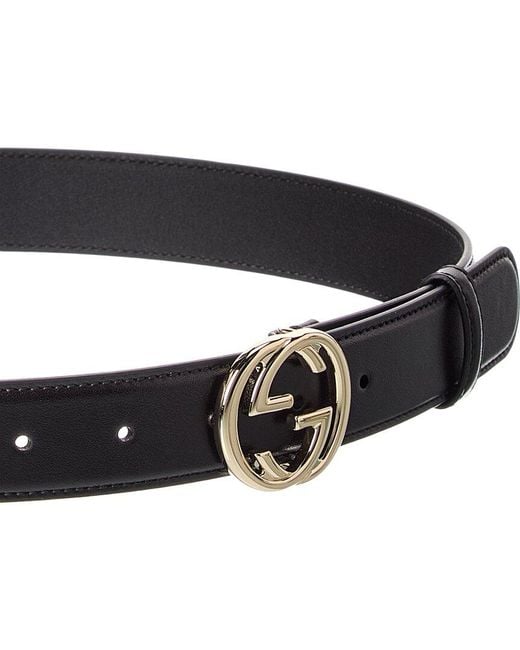 Gucci Black Interlocking G Leather Belt