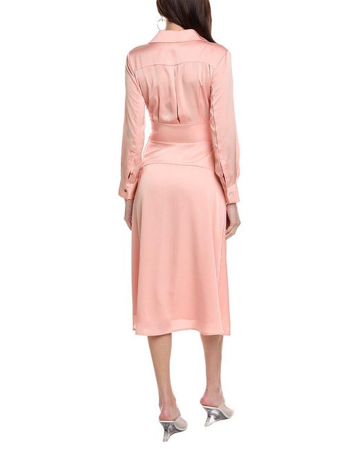 Tahari Pink Collared Midi Dress