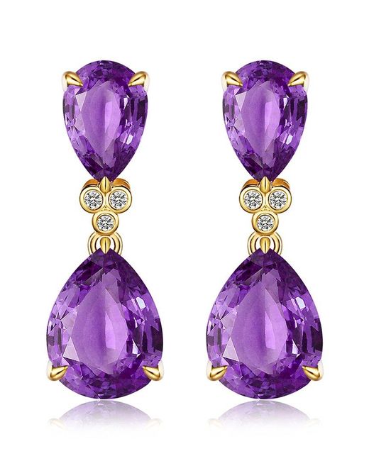Kai Fine Jewelry Purple 14K 4.03 Ct. Tw. Diamond & Amethyst Drop Earrings