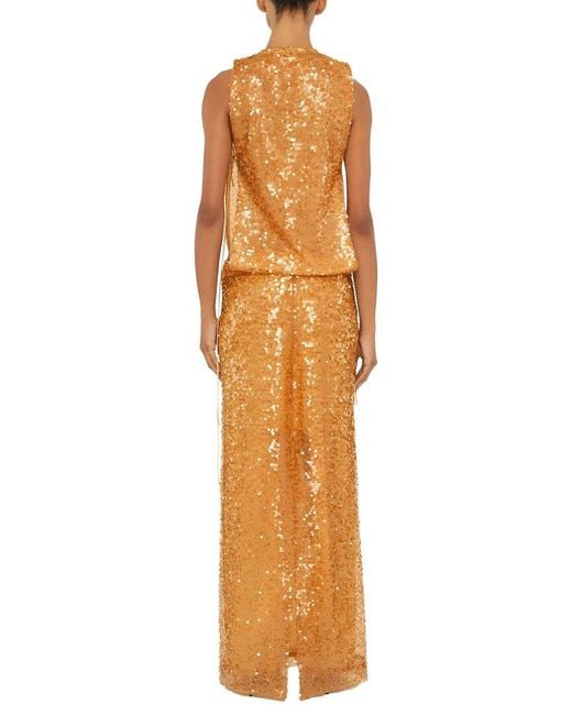Adele Berto Metallic Embellished Maxi Dress