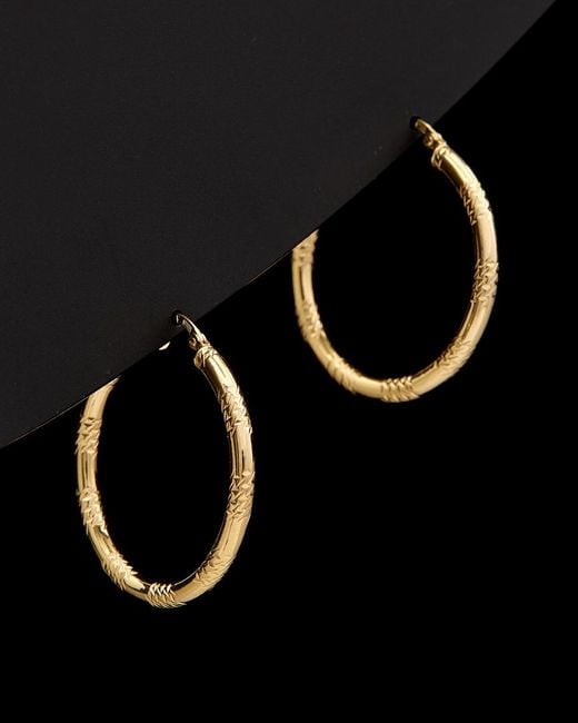 Italian Gold Black 14K Large Hoops