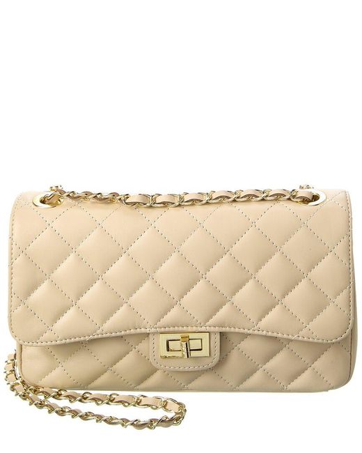 Persaman New York Mira Quilted Leather Shoulder Bag in Natural | Lyst UK