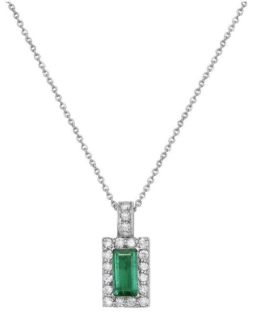 Forever Creations USA Inc. Metallic Forever Creations 14K 1.65 Ct. Tw. Diamond & Emerald Halo Pendant Necklace