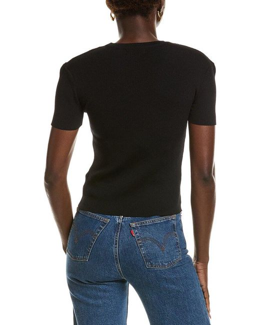 Tahari Black Ribbed Top