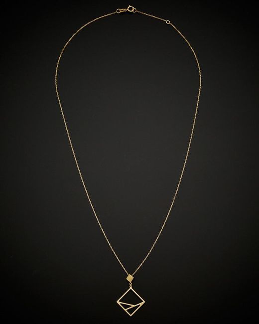 Italian Gold Black 14k Geometric Adjustable Necklace