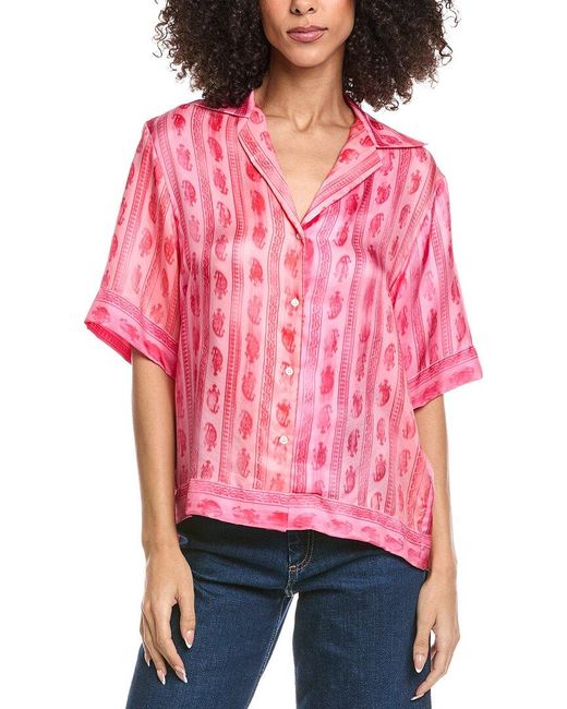 Sandro Red Silk Printed Shirt