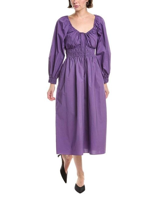 Rebecca Taylor Purple Poplin Smocked Waist Maxi Dress