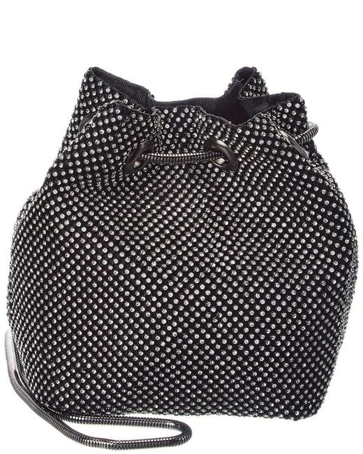 Rene Ruiz Black Allover Crystal Bucket Bag