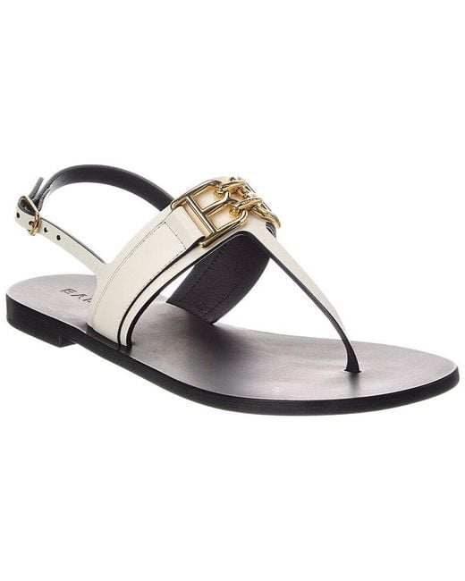 Bally White Logo Positano Leather Flat Sandal
