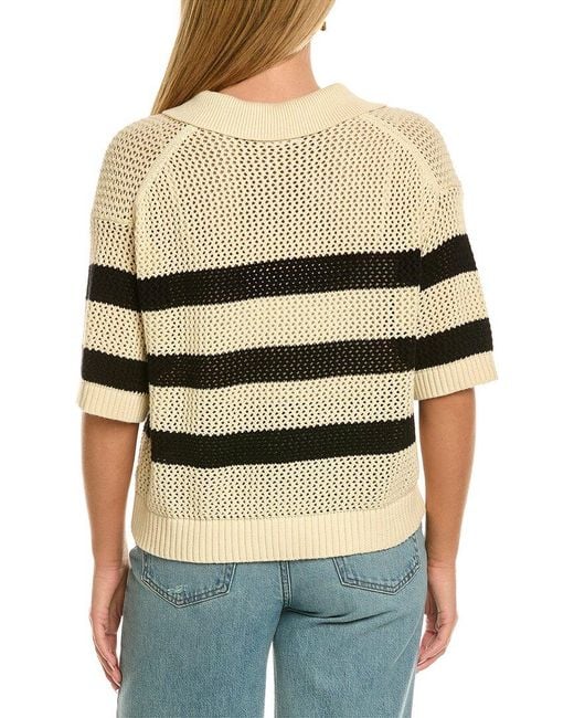 Velvet By Graham & Spencer White York Cashmere-Blend Polo Sweater