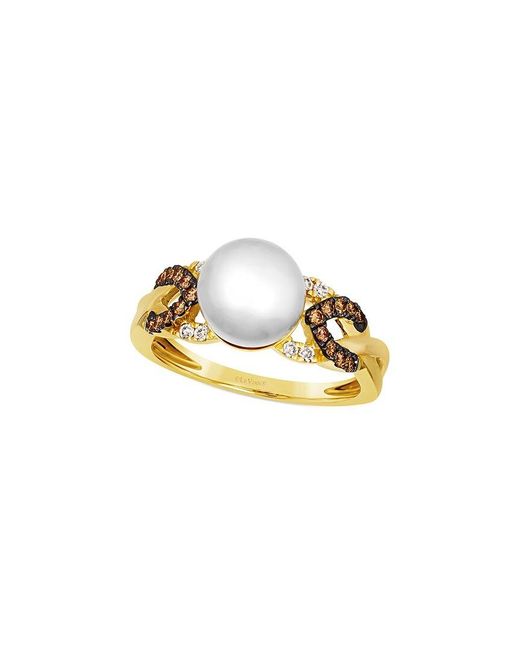 Le Vian Metallic Le Vian Euphoria Chocolate 14K 0.22 Ct. Tw. Diamond & 8.5Mm Pearl Cz Ring
