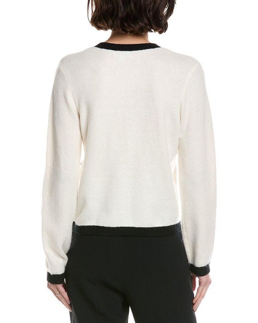 Cece White Flower Button V-Neck Cardigan