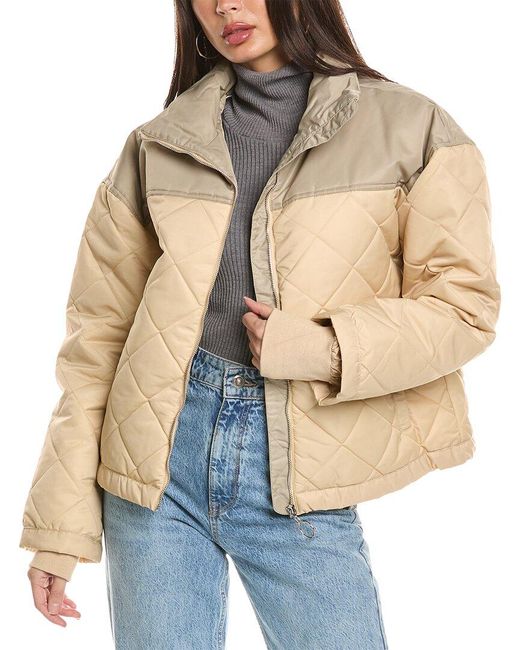 WeWoreWhat Natural Colorblock Quilted Puffer Jacket