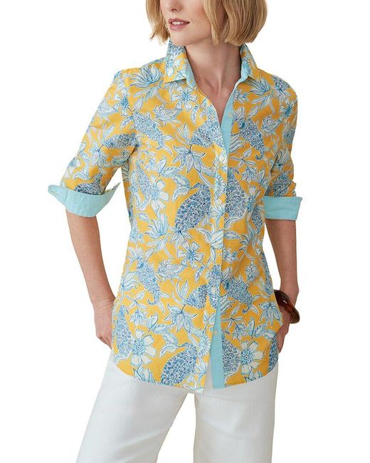 J.McLaughlin Blue Britt Silk-Blend Blouse