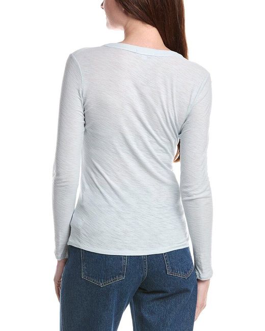 James Perse White Jersey Henley Top
