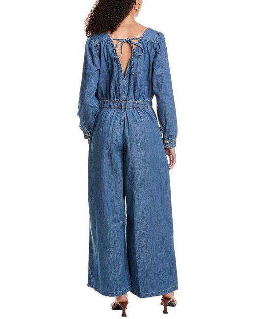 Free People Blue We The Free Clara Denim Jumpsuit