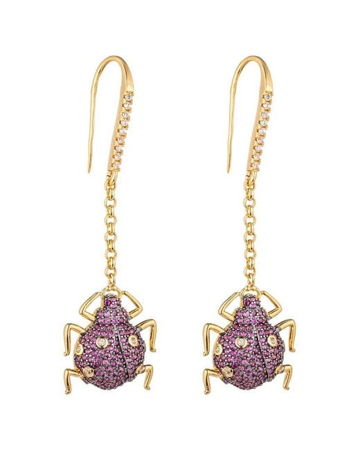 Eye Candy LA Pink Cz Lexy Beetle Dangle Earrings