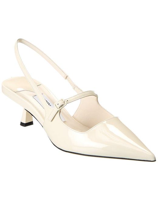 Jimmy Choo White Didi 45 Patent Slingback Pump