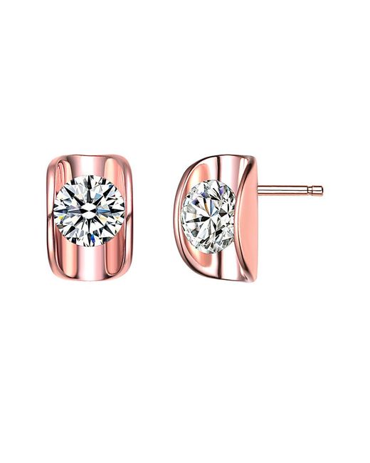 Genevive Jewelry White 14k Rose Gold Vermeil Cz Studs