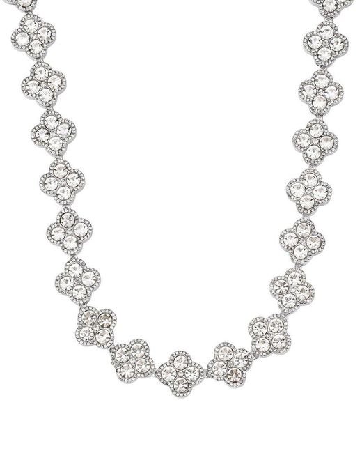 Adornia Metallic Crystal Clover Link Chain Necklace