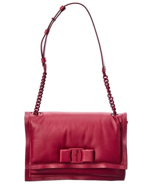 Ferragamo Viva Bow Small Leather Shoulder Bag in Red Lyst Canada